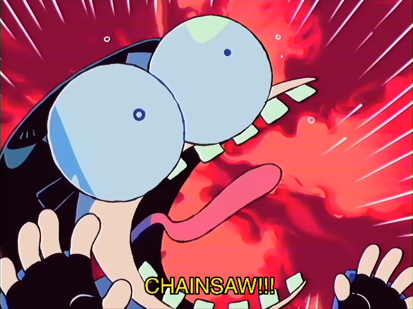 A cartoonish post shouting CHAINSAW